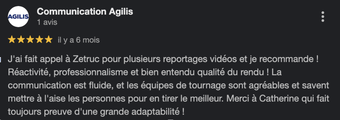 Avis google Zetruc Reims et Troyes - Agilis