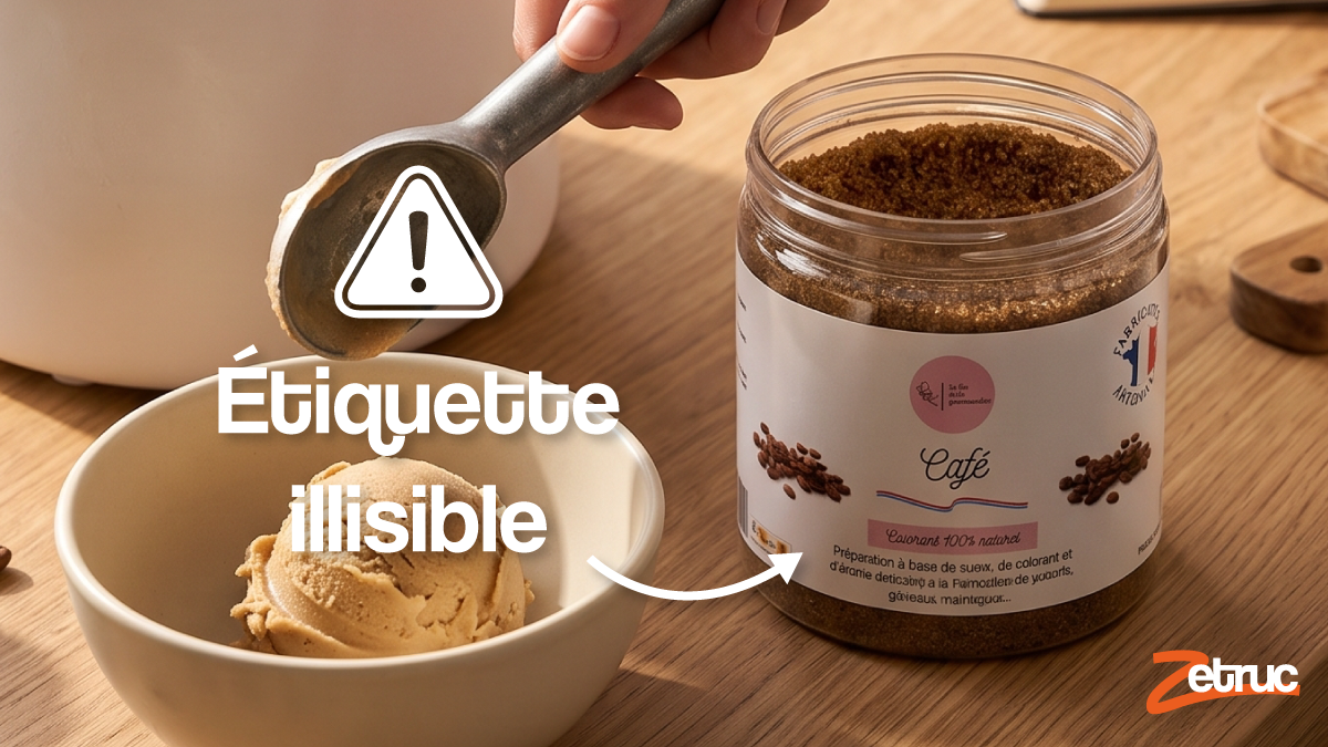 Exemple de génération IA avec une étiquette produit illisible